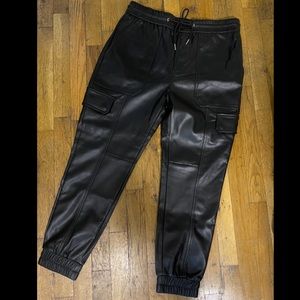 Zara leather cargo joggers